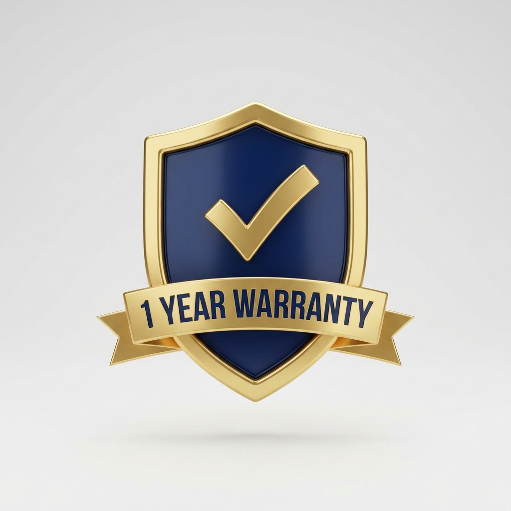 1-Year Full Warranty gold shield badge