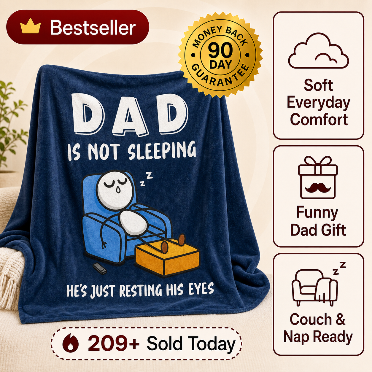 Dad Is Not Sleeping Blanket bestseller hero image