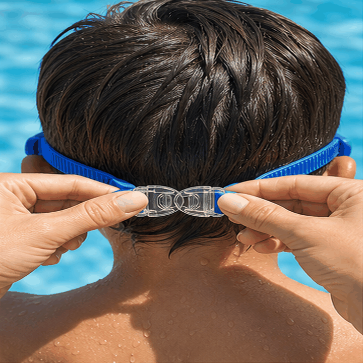 Kids swim goggles round back-clip demo GIF