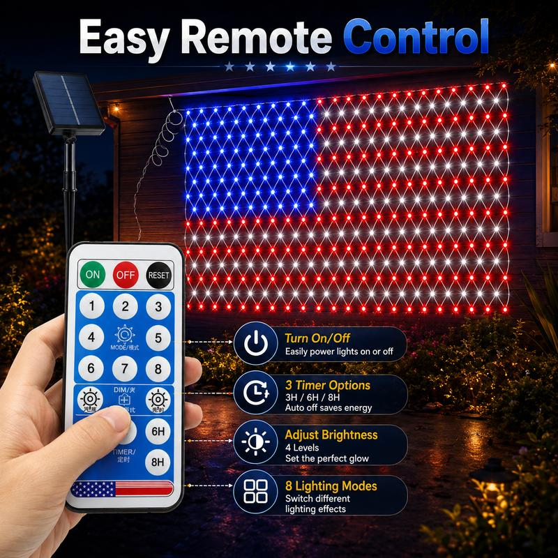 Remote control for American Flag LED net light modes