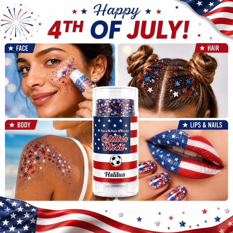 4th of July glitter stick use on face hair body lips and nails