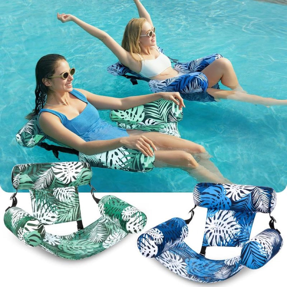 Pool lounge chair folded and packed for travel