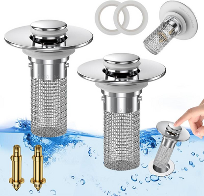 Stainless Steel Anti-Clog Sink Stopper (2-Pack)