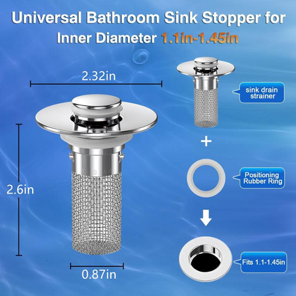 Stainless Steel Anti-Clog Sink Stopper (2-Pack)