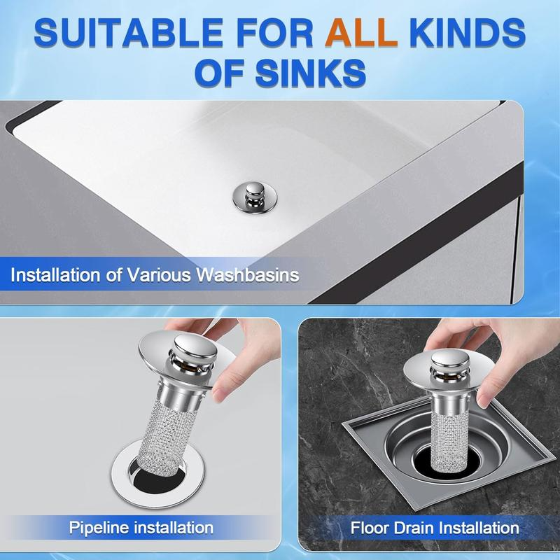 Stainless Steel Anti-Clog Sink Stopper (2-Pack)