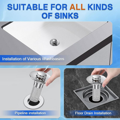 Stainless Steel Anti-Clog Sink Stopper (2-Pack)