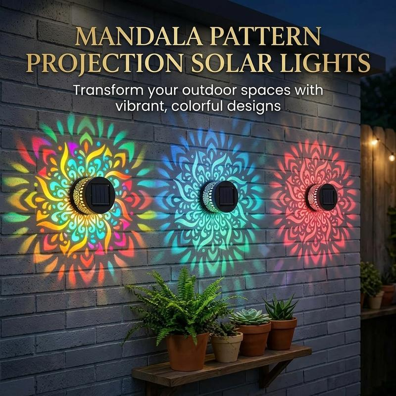 Mandala pattern projection solar lights