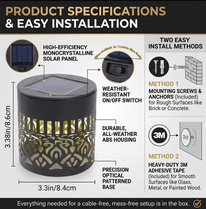 Solar Mandala Wall Light specifications and installation