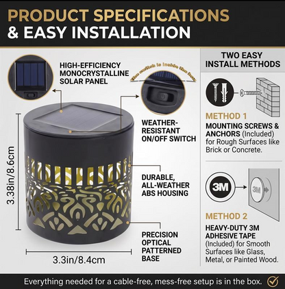 Solar Mandala Wall Light specifications and installation