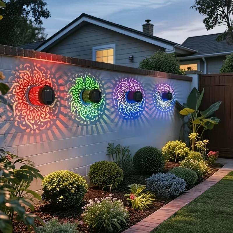 Solar Mandala Wall Lights backyard setup
