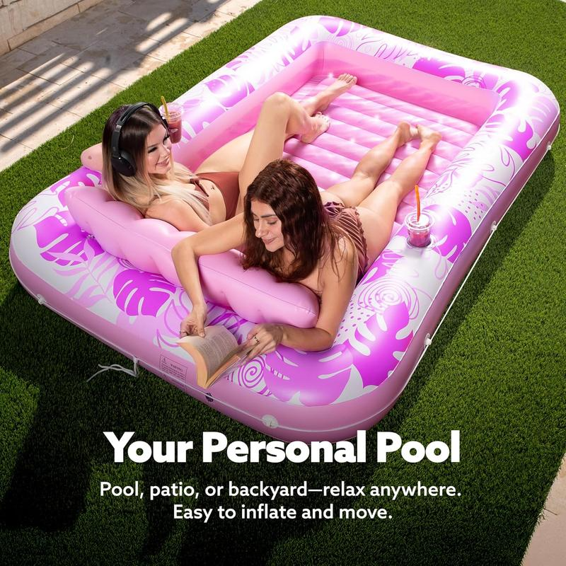 Backyard inflatable tanning lounge lifestyle setup