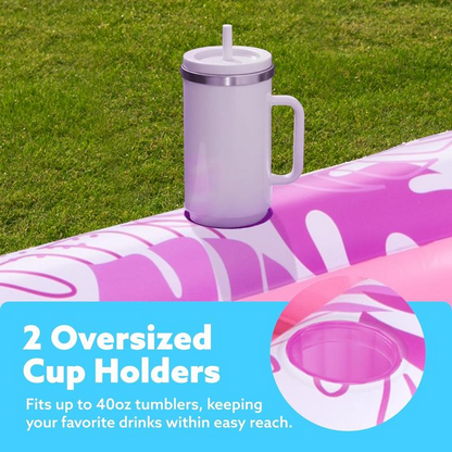 Inflatable tanning lounge cupholder detail